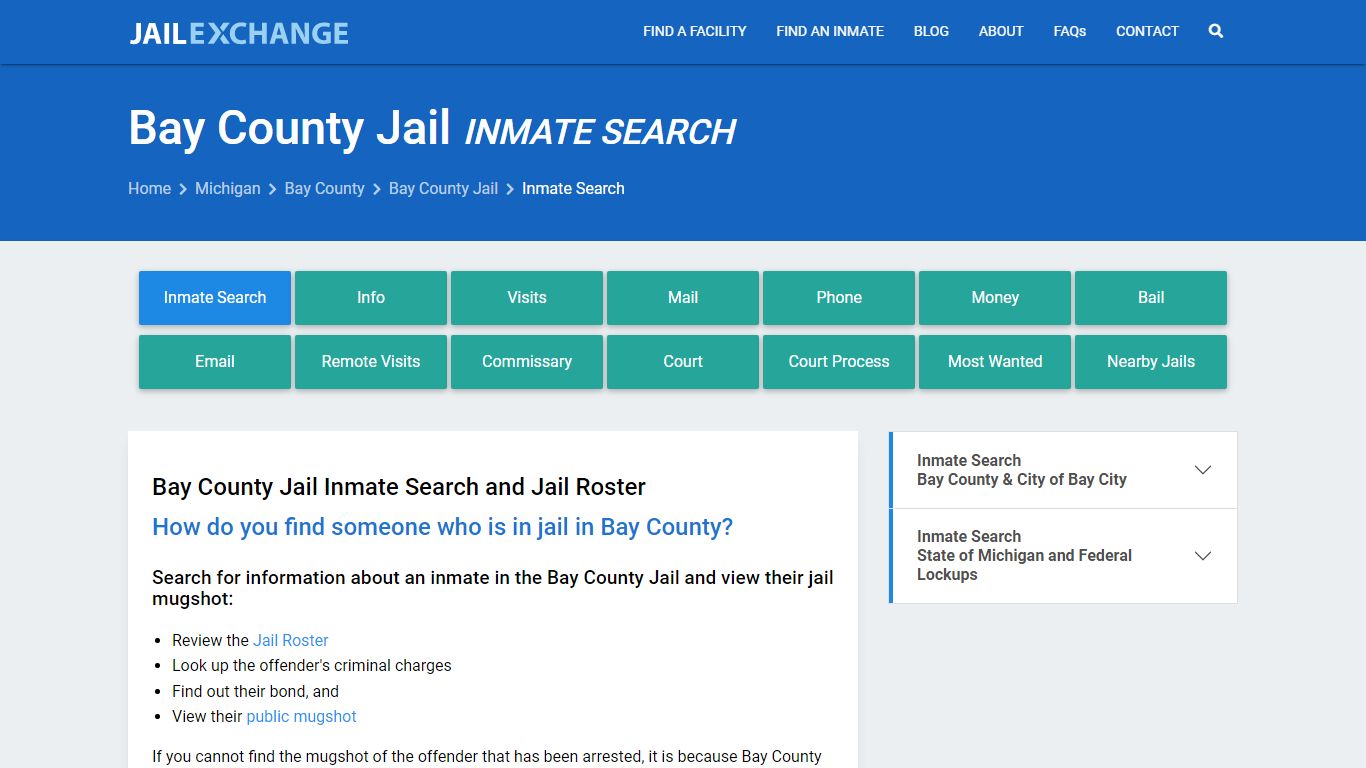 Inmate Search: Roster & Mugshots - Bay County Jail, MI - Jail Exchange